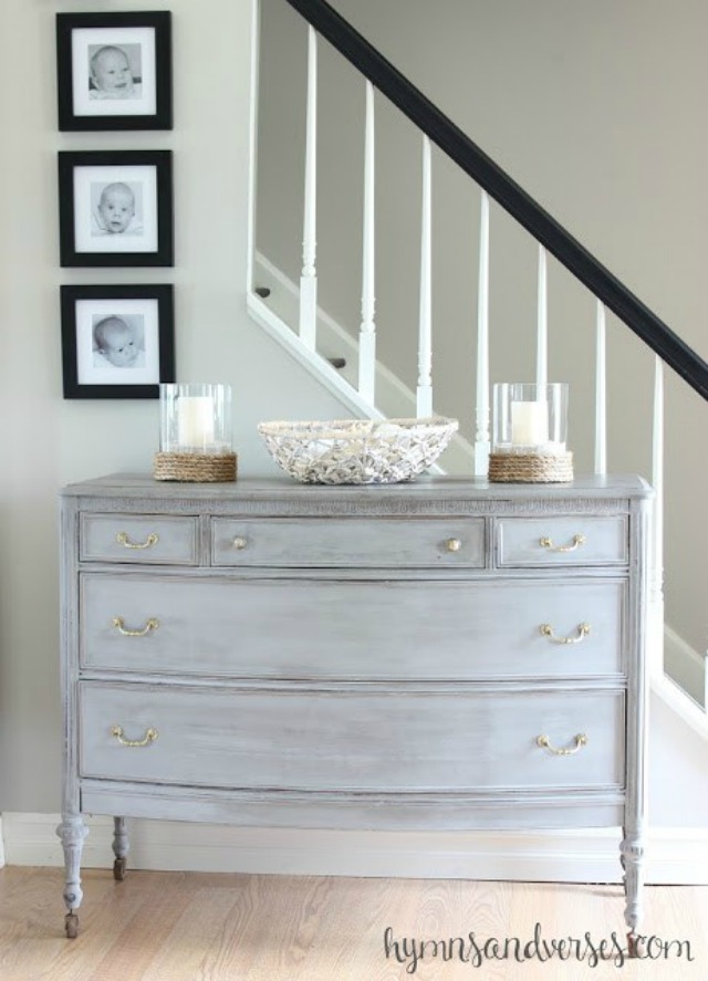 Painted antique dresser with brass hardware kellyelko.com