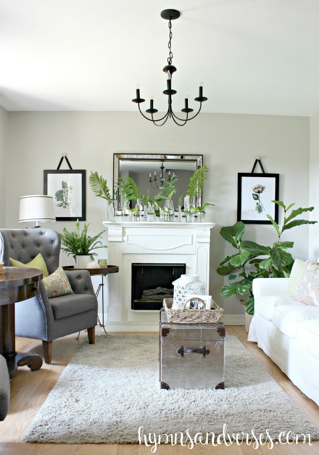 Eclectic Home Tour of Hymns and Verses - love this cozy living room kellyelko.com