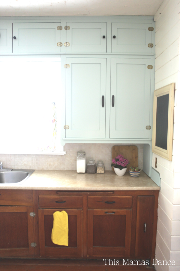Original cabinets get a facelift with a coat of blue paint kellyelko.com