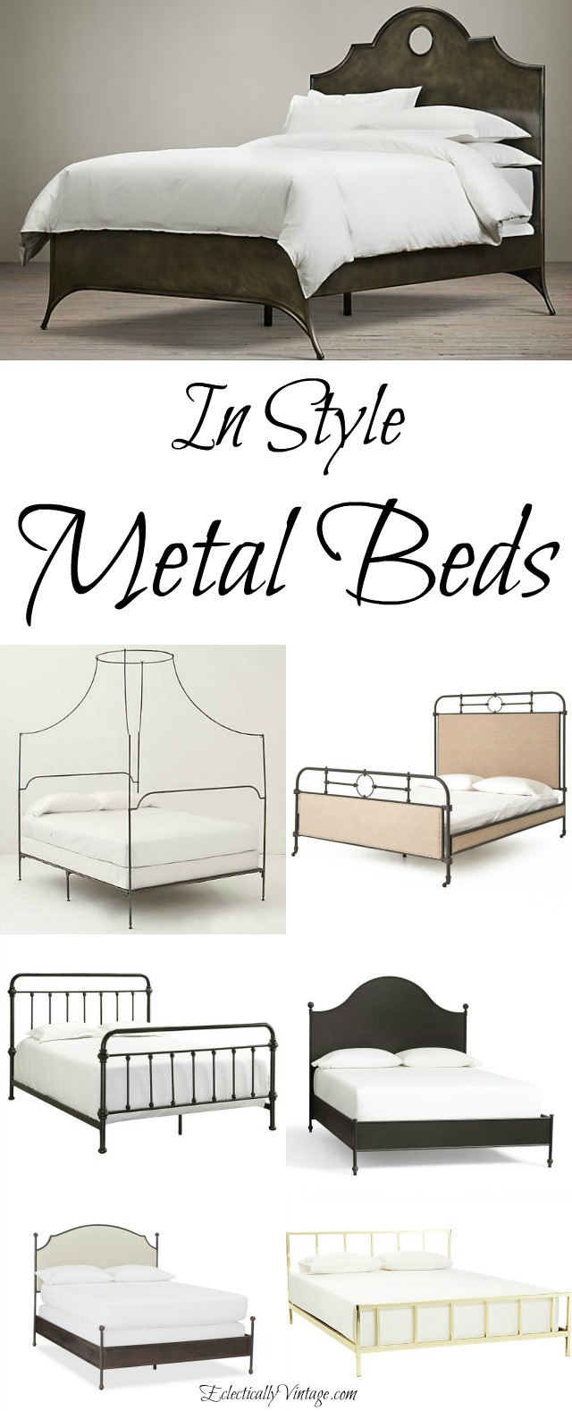 Stylish Metal Beds - love all of these! kellyelko.com