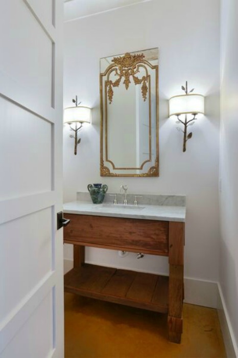 Beautiful bathroom vanity with concrete counter kellyelko.com