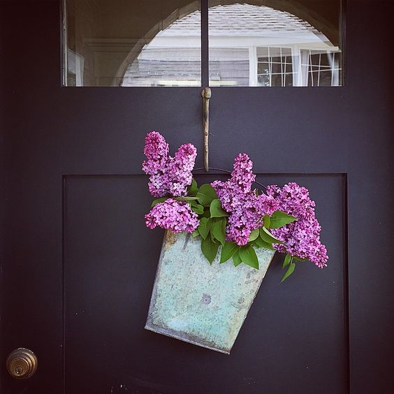Lilac bucket door wreath kellyelko.com