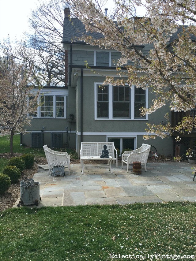 Beautiful bluestone patio - you have to see the beautiful mood board of outdoor furniture she designed kellyelko.com