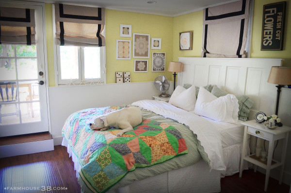 Cozy bedroom with colorful quilt kellyelko.com