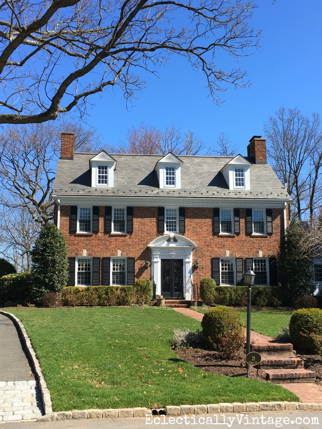 Curb Appeal - love this old brick house with double chimneys and dormers kellyelko.com