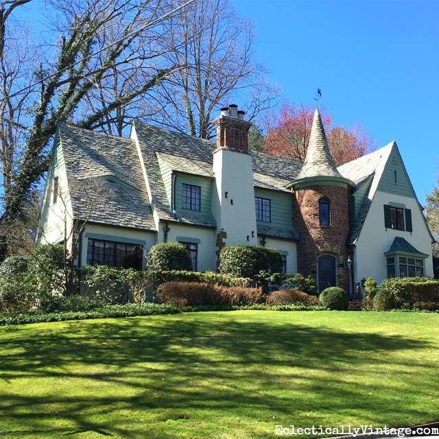 Curb Appeal - love this charming old Tudor and the turret and sloped roofline kellyelko.com