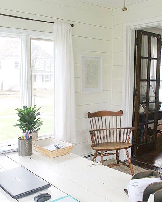 Love the white shiplap walls - they add such texture kellyelko.com