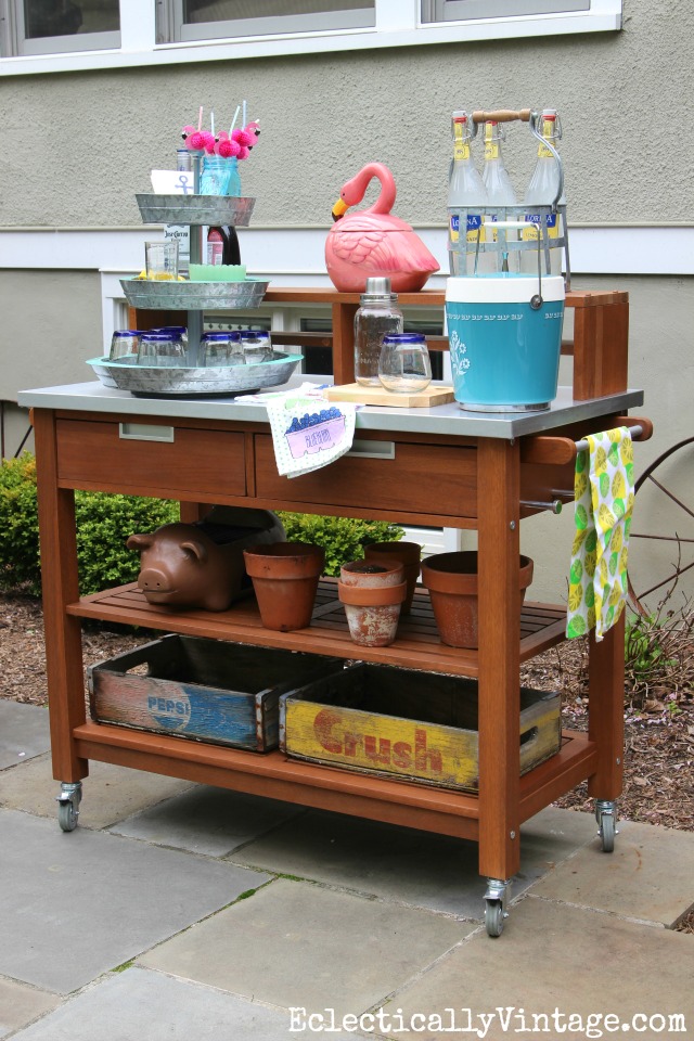 Outdoor bar cart is perfect for entertaining kellyelko.com