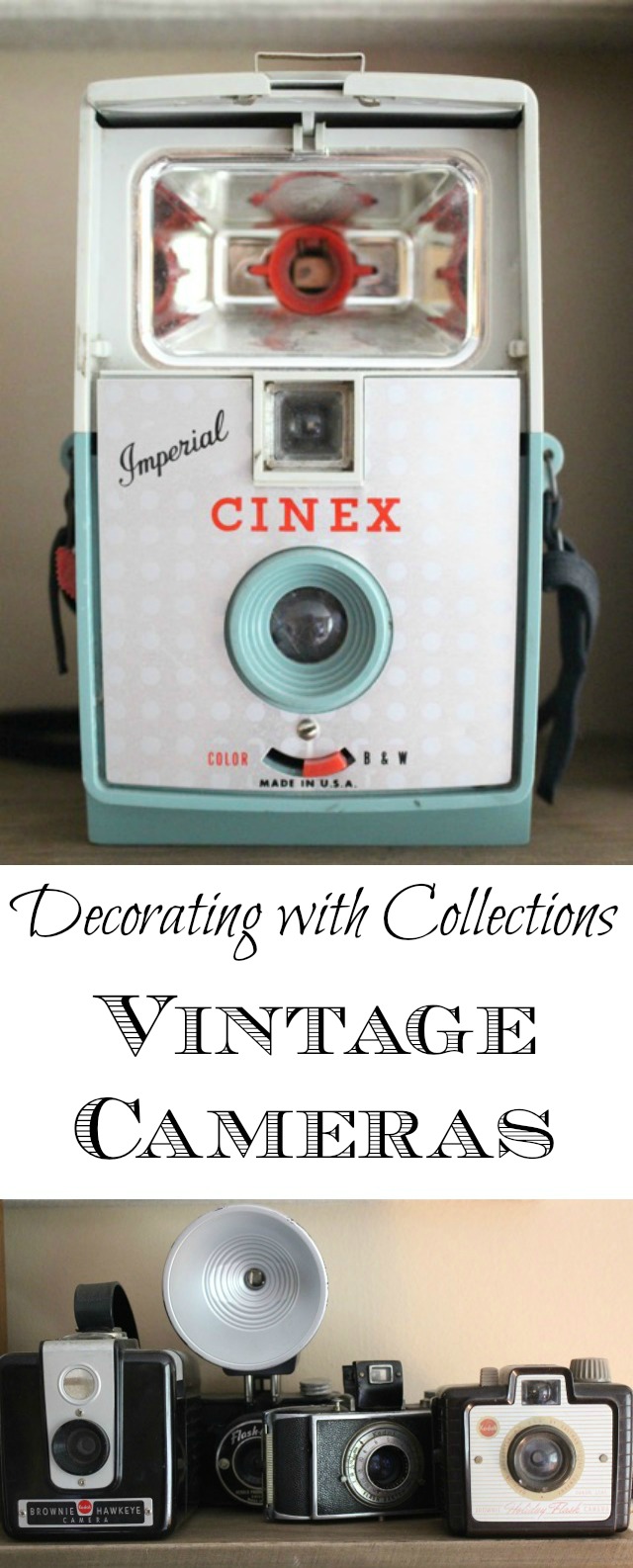 Decorating with Vintage Cameras kellyelko.com