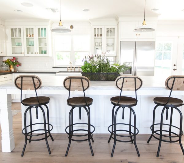 Vintage style kitchen stools - love the mix of wood and metal kellyelko.com