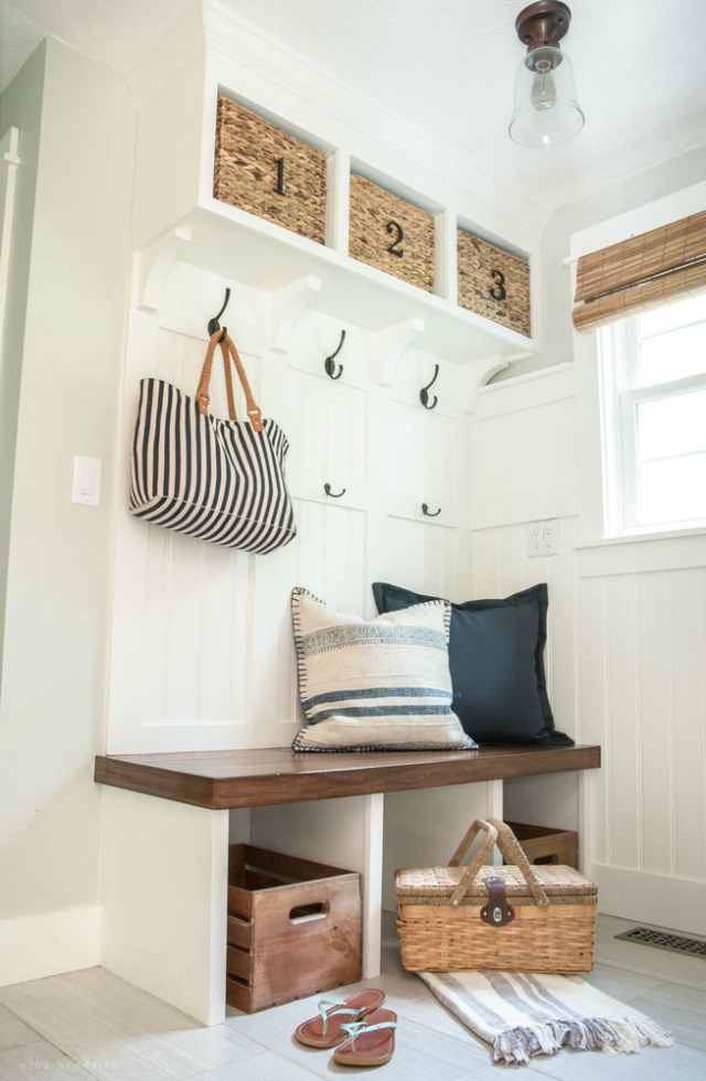 Small mudroom with built in cubbies kellyelko.com