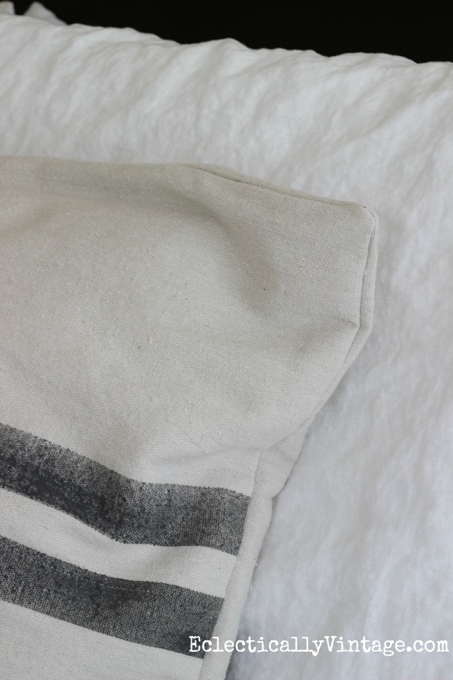 Linen bedding and a grain sack pillow kellyelko.com