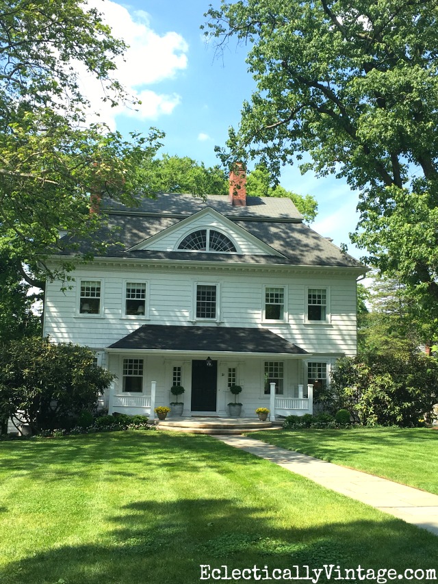 Love the unusual dormer on this antique white house kellyelko.com