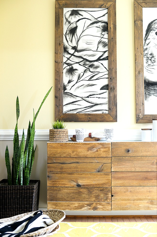 Reclaimed wood buffet - such a great Ikea hack! kellyelko.com