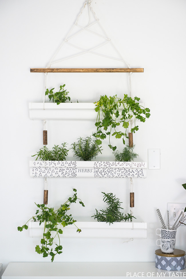 DIY hanging herb garden from a gutter kellyelko.com