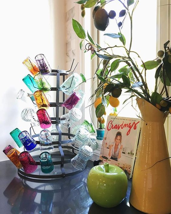 Drying rack is perfect for displaying favorite colorful drinking glasses kellyelko.com
