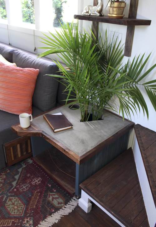Love this concrete table with a hole for plants kellyelko.com