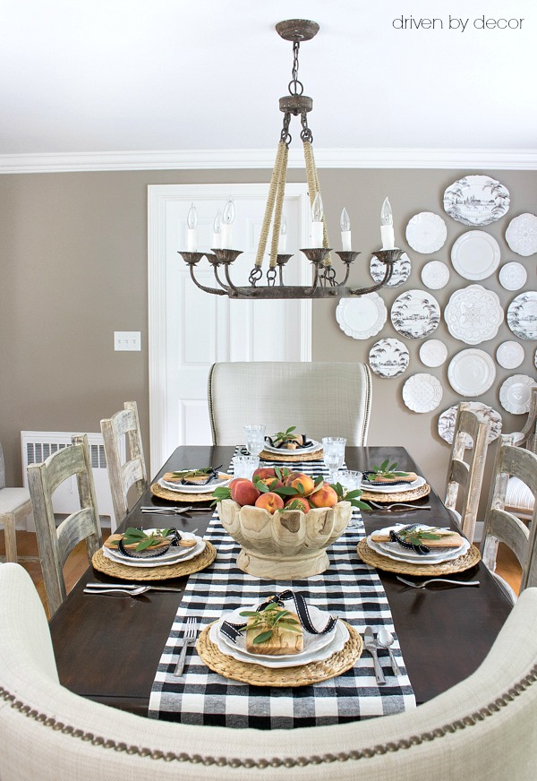 Love this gorgeous dining room set for a rustic fall dinner kellyelko.com