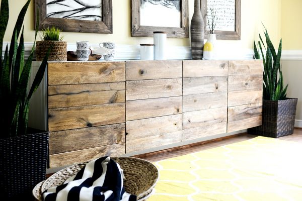 Ikea transformation - reclaimed wood buffet kellyelko.com