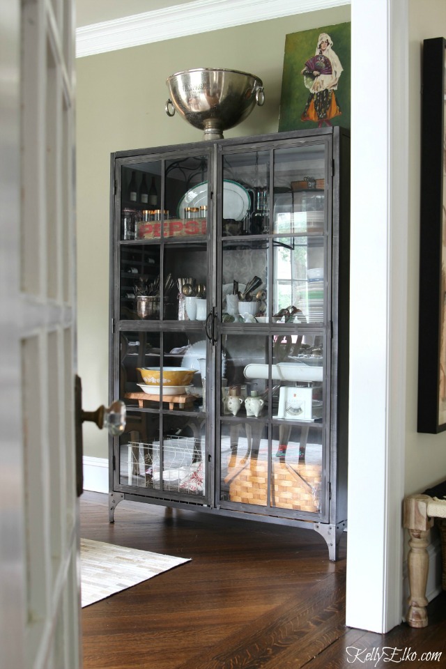 Love this huge metal cabinet for dining room storage kellyelko.com