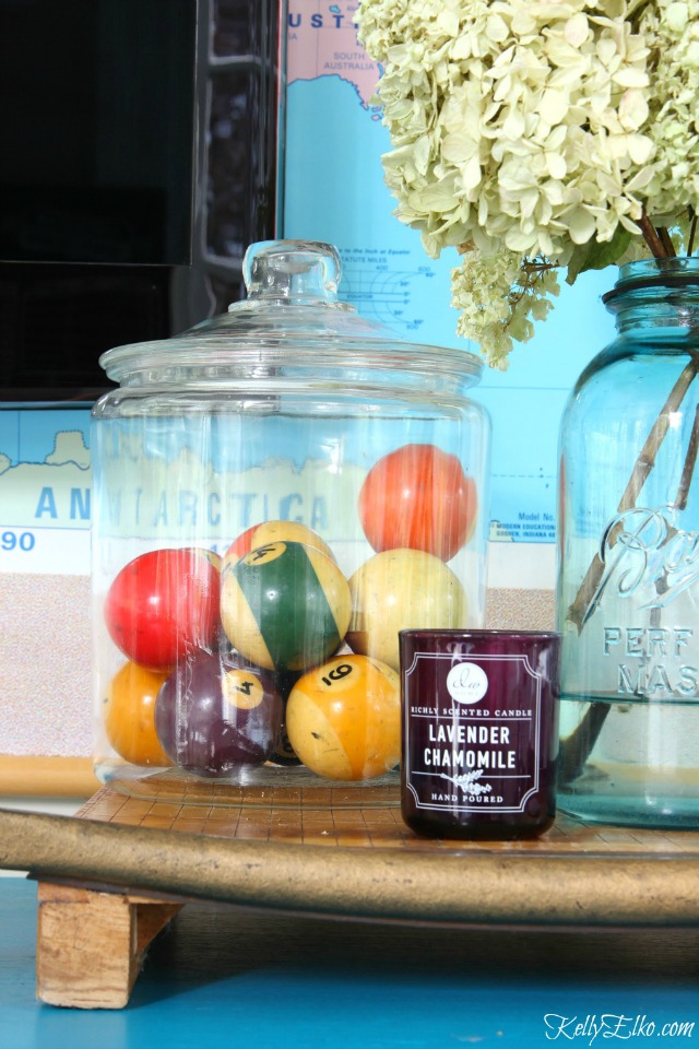 Vintage billiard balls in a jar kellyelko.com