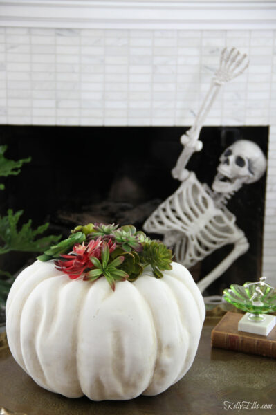 DIY Cloche Ghosts and a Halloween Mantel - Kelly Elko