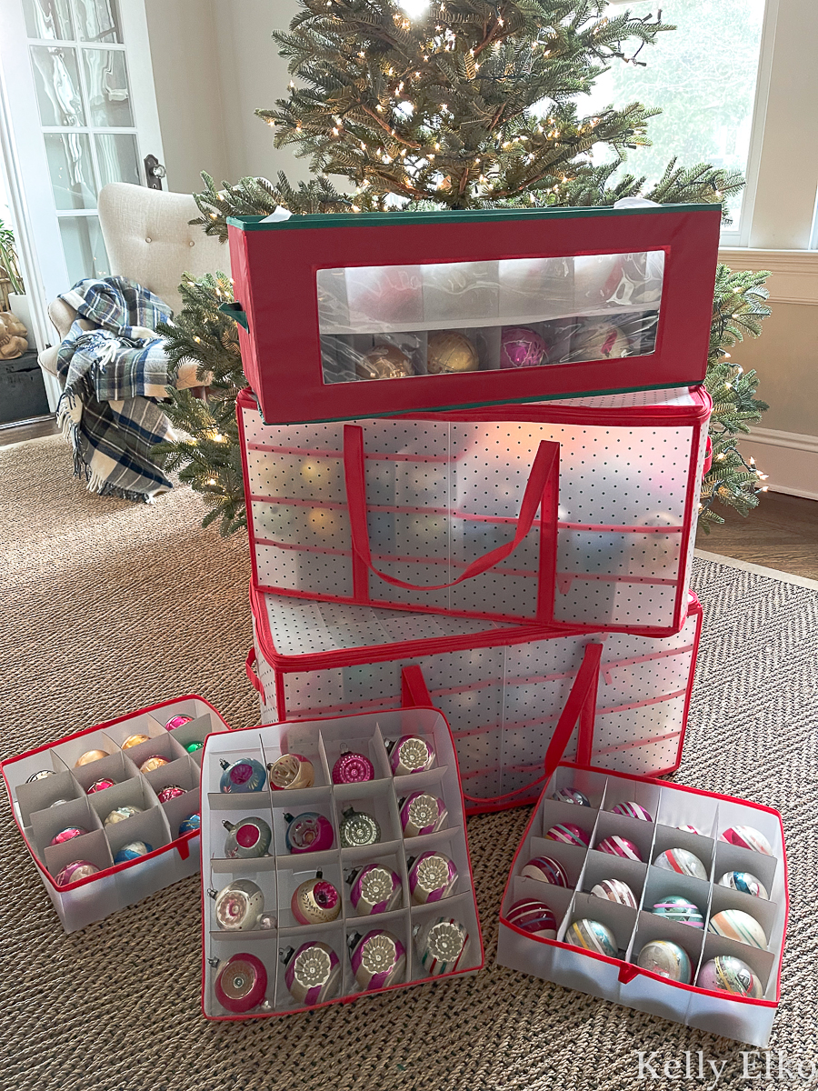 Christmas Ornament Organizer Decor Storage Box Bag Baubles Xmas Tree  Decoration Balls Organiser Divider Container Zipper Handle